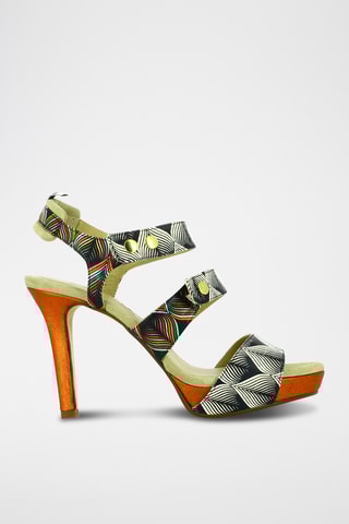 Sandales à talons en cuir - Noir et blanc