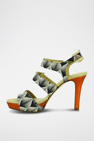 Sandales à talons en cuir - Noir et blanc