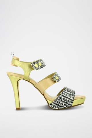 Sandales à talons en cuir - Doré