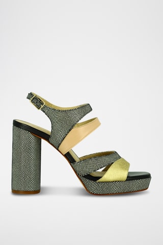 Sandales à talons en cuir - Gris foncé