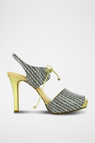 Sandales à talons en cuir - Noir et blanc