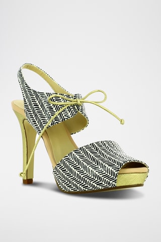 Sandales à talons en cuir - Noir et blanc