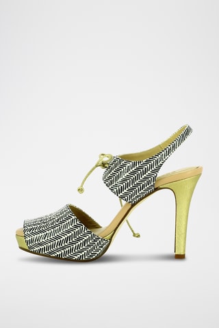 Sandales à talons en cuir - Noir et blanc