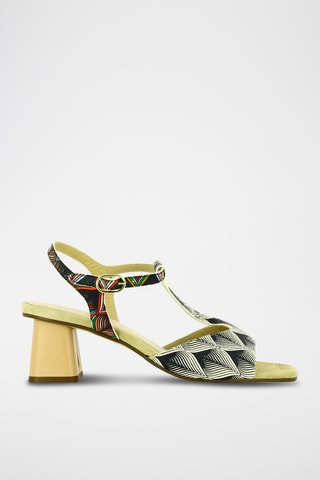 Sandales à talons en cuir - Doré