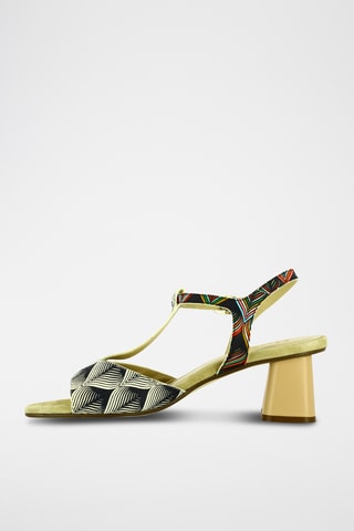 Sandales à talons en cuir - Doré