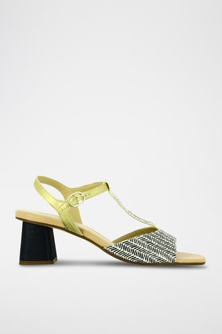 Sandales à talons en cuir - Noir et blanc