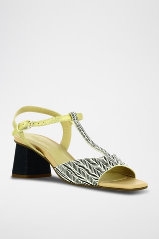 Sandales à talons en cuir - Noir et blanc