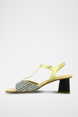 Sandales à talons en cuir - Noir et blanc