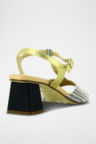 Sandales à talons en cuir - Noir et blanc