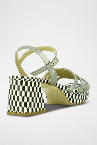 Sandales à talons en cuir - Blanc et noir