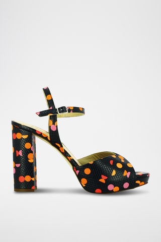 Sandales à talons en cuir - Noir