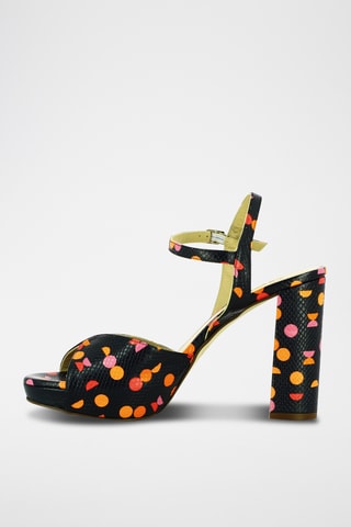 Sandales à talons en cuir - Noir