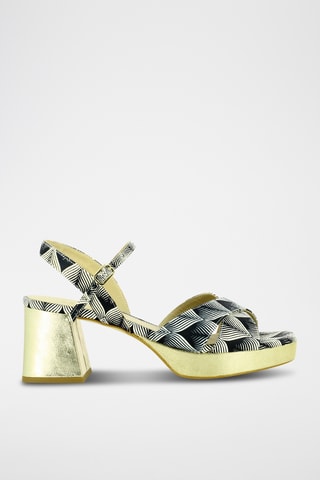 Sandales à talons en cuir - Doré