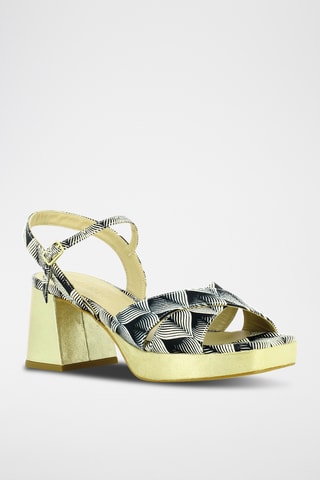 Sandales à talons en cuir - Doré