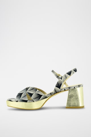 Sandales à talons en cuir - Doré