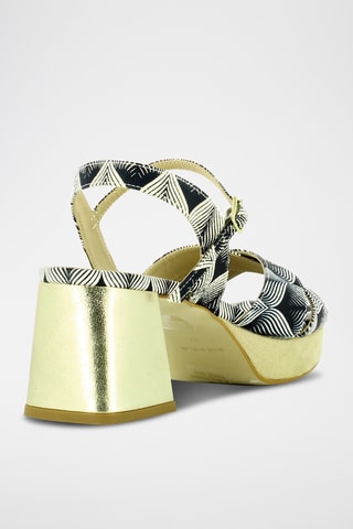 Sandales à talons en cuir - Doré