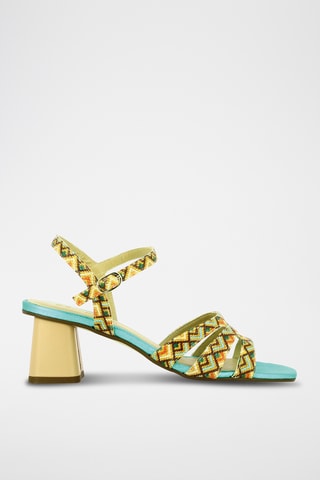 Sandales à talons en cuir - Marron et orange