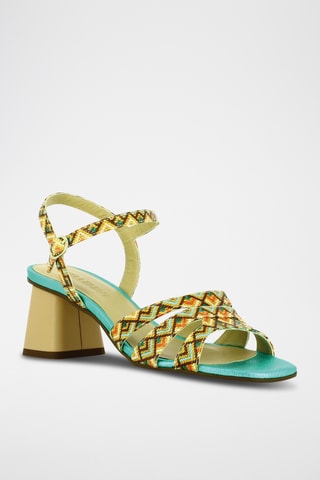 Sandales à talons en cuir - Marron et orange