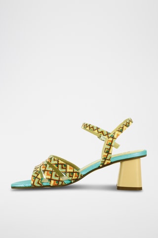 Sandales à talons en cuir - Marron et orange