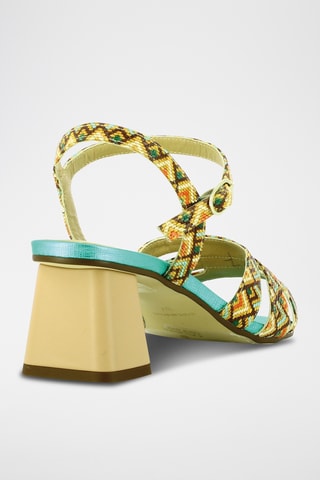 Sandales à talons en cuir - Marron et orange