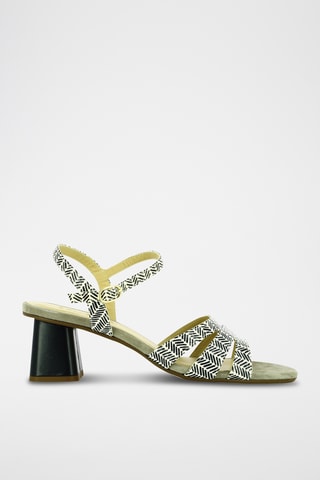 Sandales à talons en cuir - Blanc et noir