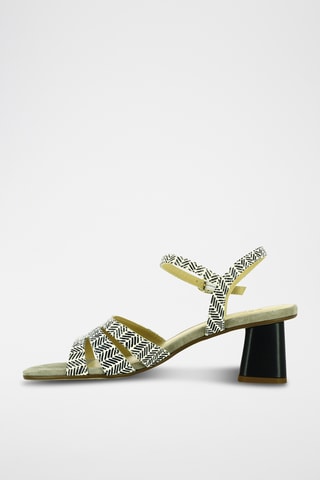 Sandales à talons en cuir - Blanc et noir