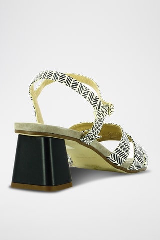 Sandales à talons en cuir - Blanc et noir