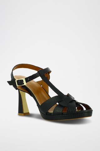 Sandales à talons en cuir - Noir