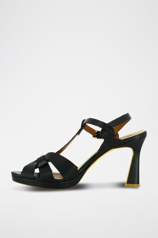 Sandales à talons en cuir - Noir