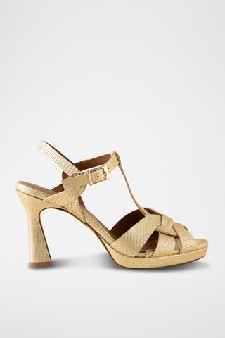 Sandales à talons en cuir - Doré