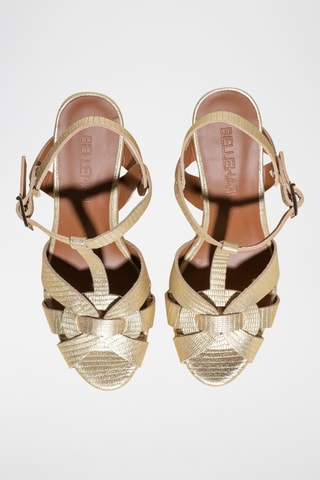 Sandales à talons en cuir - Doré
