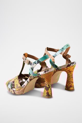 Sandales à talons en cuir - Ciel et marron