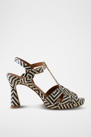 Sandales à talons en cuir - Noir et blanc