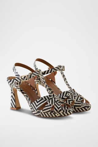 Sandales à talons en cuir - Noir et blanc
