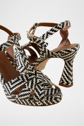 Sandales à talons en cuir - Noir et blanc