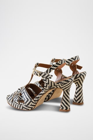 Sandales à talons en cuir - Noir et blanc