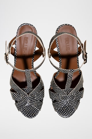 Sandales à talons en cuir - Noir et blanc