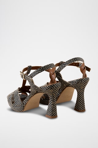 Sandales à talons en cuir - Noir et blanc
