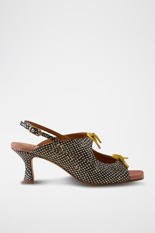 Sandales à talons en cuir - Noir et blanc