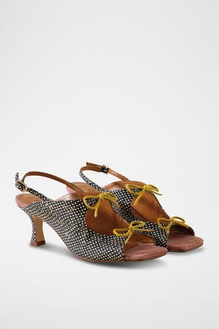 Sandales à talons en cuir - Noir et blanc