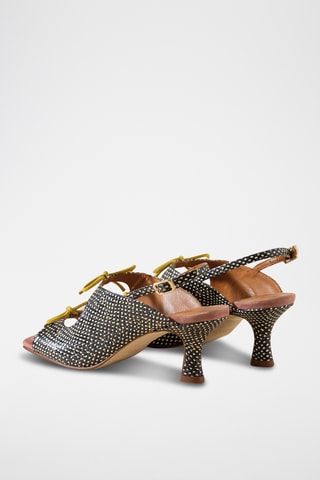 Sandales à talons en cuir - Noir et blanc
