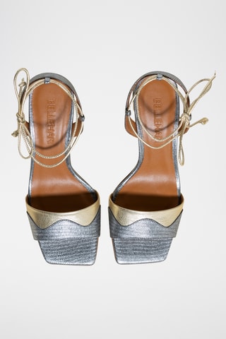 Sandales à talons en cuir - Argenté et doré