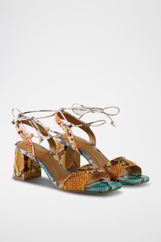 Sandales à talons en cuir - Orange