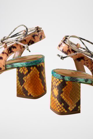 Sandales à talons en cuir - Orange