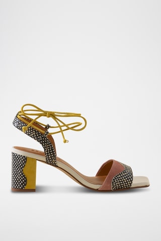 Sandales à talons en cuir - Noir et blanc
