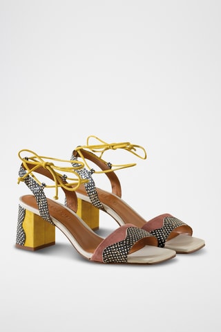 Sandales à talons en cuir - Noir et blanc