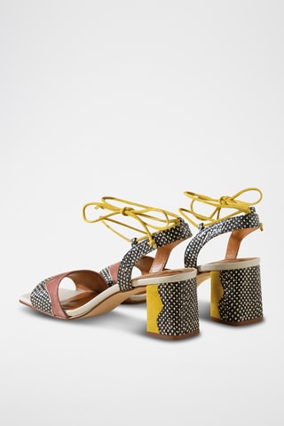 Sandales à talons en cuir - Noir et blanc