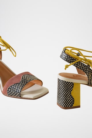 Sandales à talons en cuir - Noir et blanc