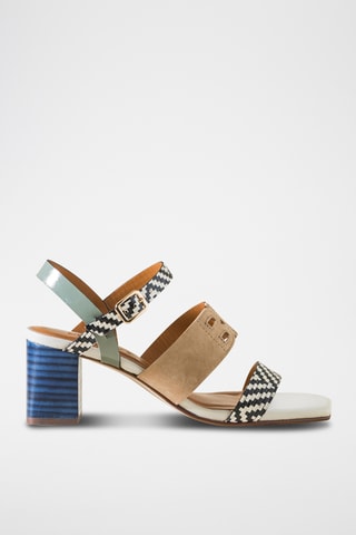 Sandales à talons en cuir - Noir et blanc