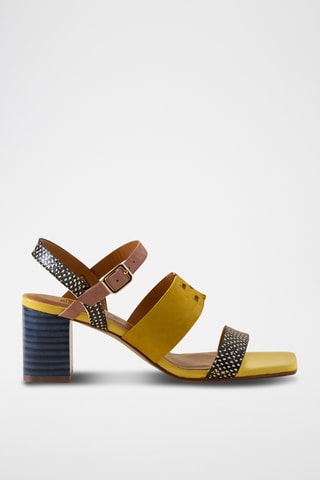 Sandales à talons en cuir - Moutarde